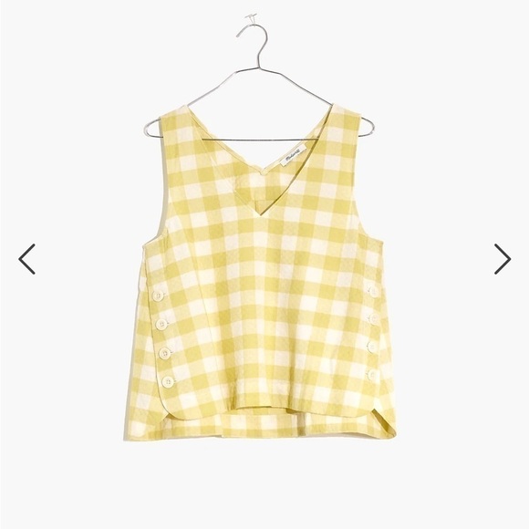 Madewell side button tank top in ginger check print. Size Xs - Picture 4 of 16
